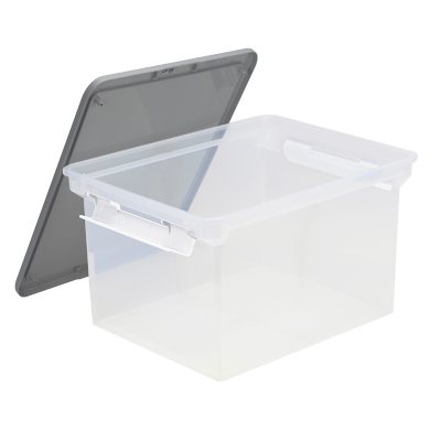 Storex File Tote, Set of 2, Clear/Gray