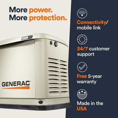 Generac Guardian Series WiFi-Enabled 22, 000-Watt, LP /19, 500-Watt, NG Standby Generator With 200A Automatic Transfer Switch