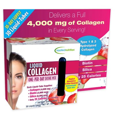 Applied Nutrition Liquid Collagen Tropical Strawberry & Kiwi 10mL each, 30 ct.