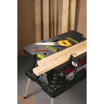 Keter Folding Work Table with Two Adjustable Clamps