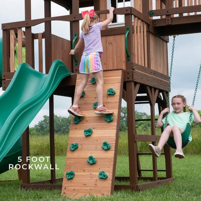 Backyard Discovery Skyfort III Cedar Swing Set with Tube Slide