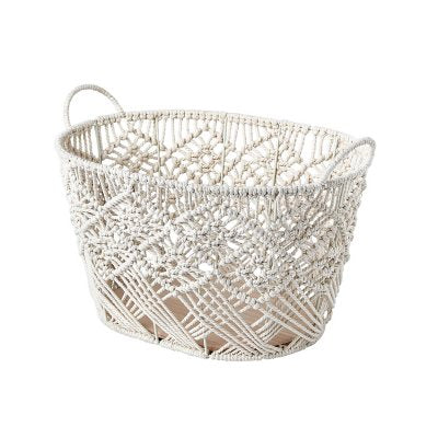 Round Rattan Baskets with Ear Handles, Set of 2