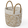 Raffia and Sisal Camo Baskets with Jute Rope Ear Handles, Set of 2