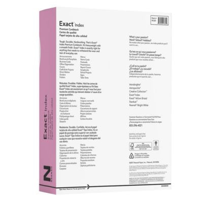 Exact Index Cardstock, 8.5" x 11", 110 lb/199 GSM, White, 275 Sheets