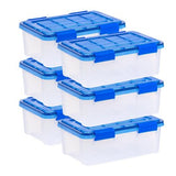 IRIS USA WeatherPro, 16 Quart Clear Plastic Storage Box with Protective Gasket Lid, 11.81" W x 17.43" L x 6.69" H, 6 Piece Set