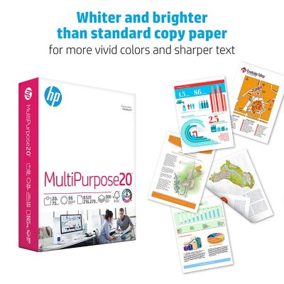 HP Multipurpose Copy Paper, 96 Bright, 8.5x11”, 5 Ream Half-Case