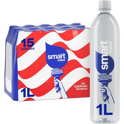 SmartWater Vapor Distilled Premium Water Bottles, 1 L., 15 pk.