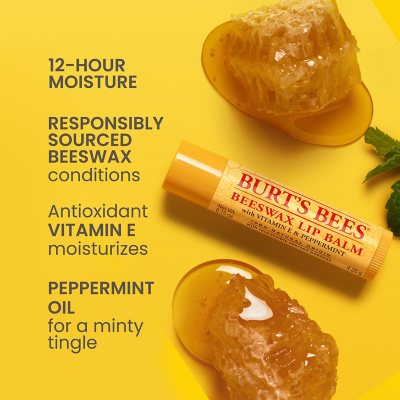 Burt's Bees 100% Natural Origin Beeswax Moisturizing Lip Balm 8 pk.
