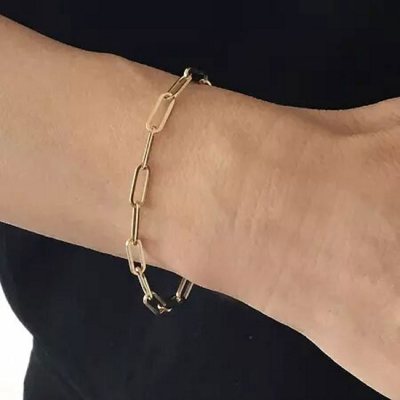 14K Italian Gold Small Link Paperclip Bracelet