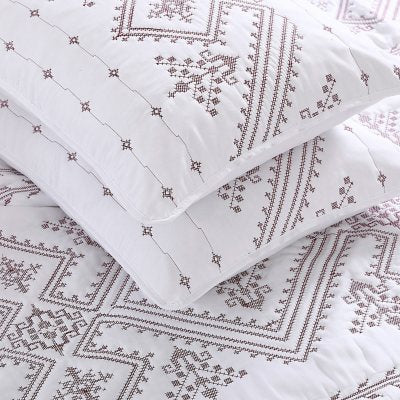 Brielle Home Cross Stitch Quilt Set, Various Sizes and Colors
