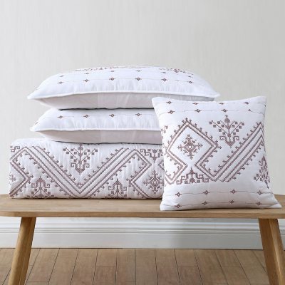 Brielle Home Cross Stitch Quilt Set, Various Sizes and Colors