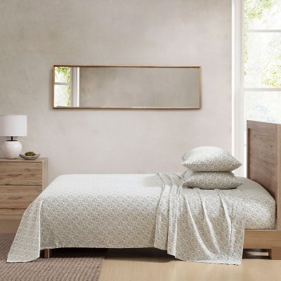 Brielle Home 300 Thread Count Printed Cotton Sateen Sheet Set, Various Sizes and Colors