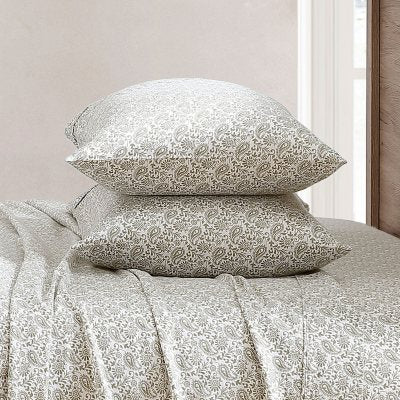 Brielle Home 300 Thread Count Printed Cotton Sateen Sheet Set, Various Sizes and Colors