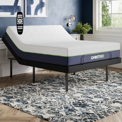 GhostBed Medium Hybrid Mattress and Adjustable Base Set
