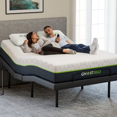 GhostBed Medium Hybrid Mattress and Adjustable Base Set
