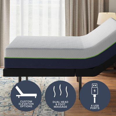 GhostBed Medium Hybrid Mattress and Adjustable Base Set