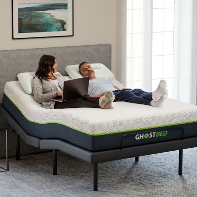 GhostBed Medium Firm Memory Foam Mattress and Adjustable Base Set
