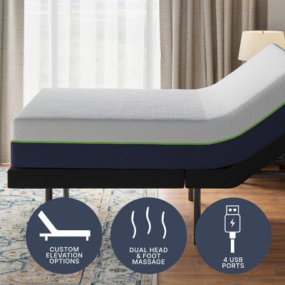 GhostBed Medium Firm Memory Foam Mattress and Adjustable Base Set