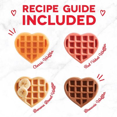 Dash Multi Mini Heart Nonstick Waffle Maker, Red, Makes 6 Mini Waffles