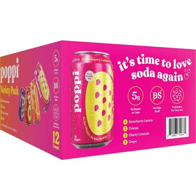 poppi Prebiotic Soda Variety Pack, 12 fl. oz., 12 pk.