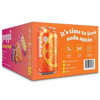 poppi Prebiotic Soda Variety Pack, 12 fl. oz., 12 pk.