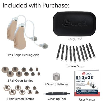 Lucid Hearing OTC Engage Behind-the-Ear Hearing Aids