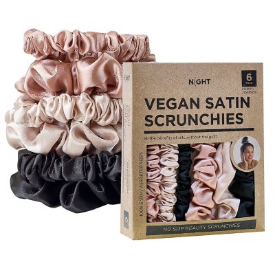NIGHT Vegan Satin Assorted Scrunchies, 6 ct.