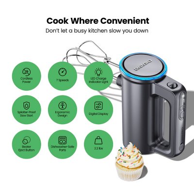 Chefman Cordless Power 7-Speed Hand Mixer