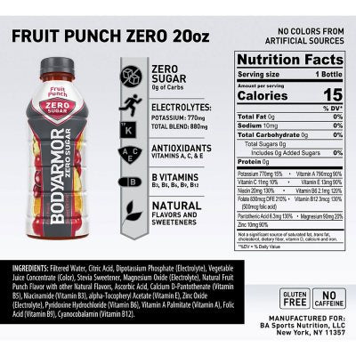 BODYARMOR Zero Sports Drink Variety Pack 20 fl. oz., 18 pk