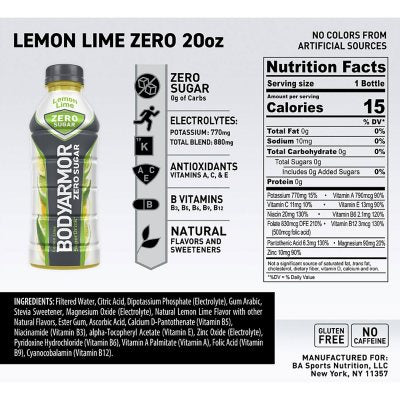 BODYARMOR Zero Sports Drink Variety Pack 20 fl. oz., 18 pk