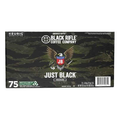 Black Rifle Coffee Company Just Black, Medium Roast K-Cup Coffee Pods 75 ct.