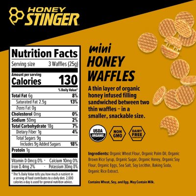 Honey Stinger Mini Waffles, Honey 5.3 oz.