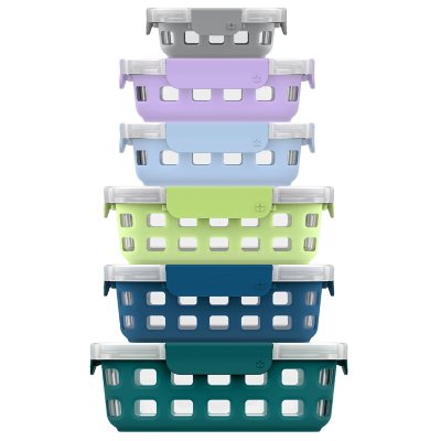 Ello DuraGlass 12-piece Glass Food Storage Set, Artic Berry