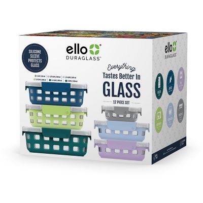 Ello DuraGlass 12-piece Glass Food Storage Set, Artic Berry