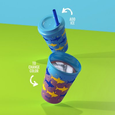 Ello Kids 12-Ounce Color Changing Tumblers with Lids and Straws, 10 Pack, Choose Color