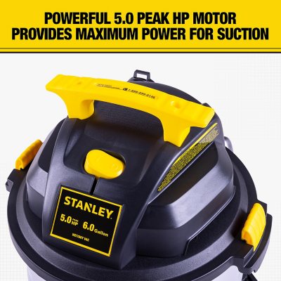 Stanley 6 Gallon Wet/Dry Vacuum 5.0- Peak HP Stainless Steel