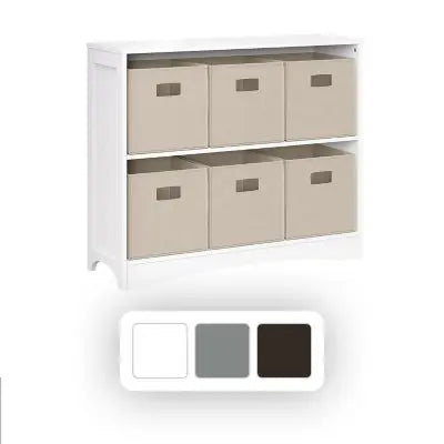 RiverRidge Horizontal Bookcase with 6 Bins, Assorted Shelf and Bin Colors