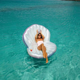 PoolCandy Giant Oyster Shell Lounge with Glitter Pearl Beach Ball