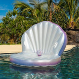 PoolCandy Giant Oyster Shell Lounge with Glitter Pearl Beach Ball