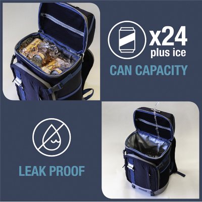 CleverMade Cardiff 24-Can Backpack Cooler, Navy/Neptune Blue