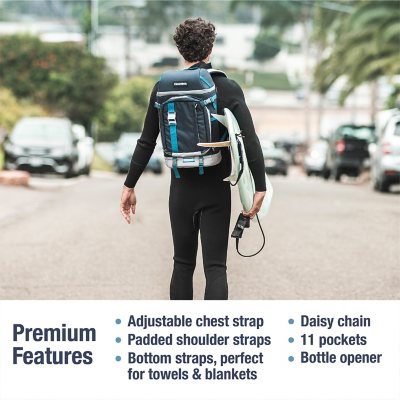 CleverMade Cardiff 24-Can Backpack Cooler, Navy/Neptune Blue