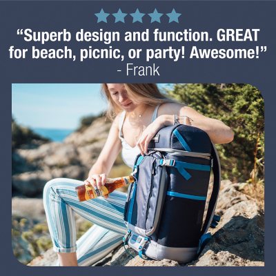 CleverMade Cardiff 24-Can Backpack Cooler, Navy/Neptune Blue