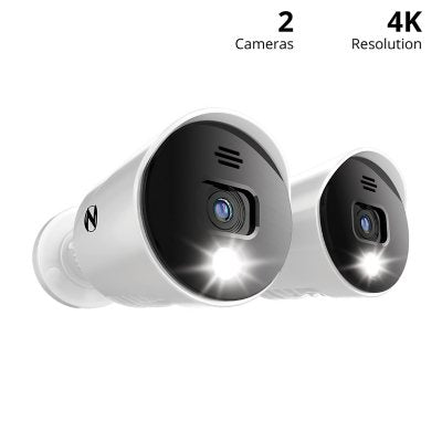 Night Owl Wired Add On 4K UHD Spotlight Cameras with Preset Voice Alerts and Built-In Camera Siren, 2-Pack