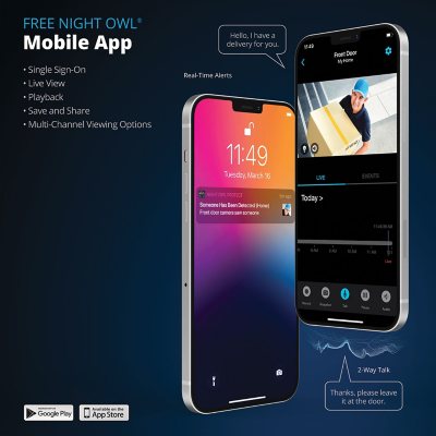 Night Owl Wi-Fi IP Plug-In 2K HD Deterrence Cameras with 2-Way Audio, 2-Pack