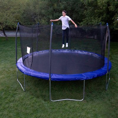 Skywalker Trampolines 15' Round Trampoline with Lighted Spring Pad - Blue