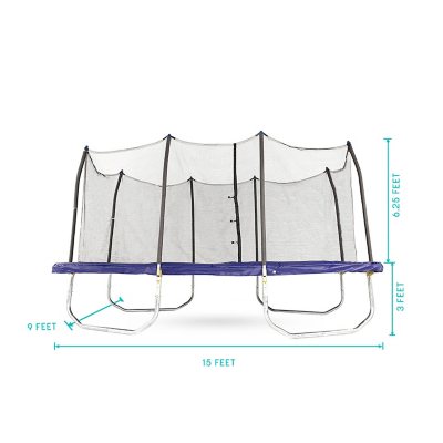 Skywalker Trampolines 15ft x 9ft Rectangle Trampoline with Enclosure Ã¢ÂÂ Blue