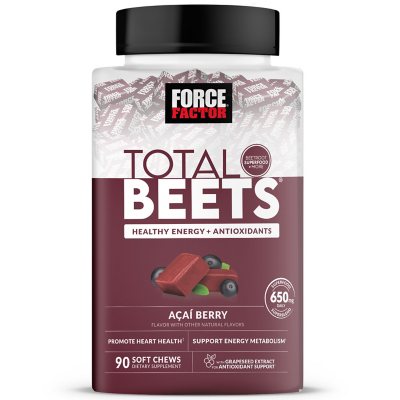 Force Factor Total Beets, Beet Root Superfood Soft Chews, Acai Berry 90 ct.