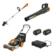 Worx 40V-Kombipaket, inklusive 51 cm Rasenmäher, 33 cm Motorsense, Quiet Tech Laubbläser