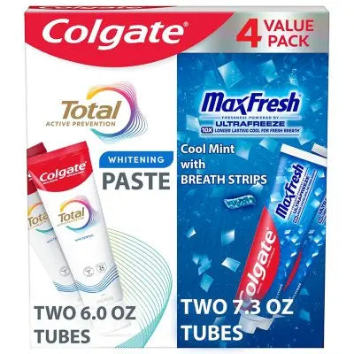 Colgate Total Whitening + Maxfresh Toothpaste, 26.6 oz., 4 pk.