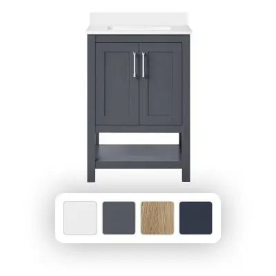 وحدة حمام قائمة بذاتها OVE Decors Vegas مقاس 24 بوصة عرض × 19 بوصة عمق مع حوض